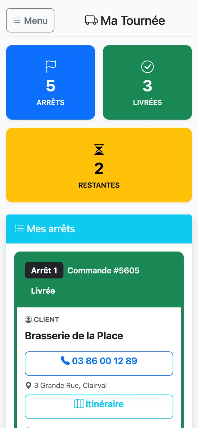 Tournée en cours avec les compteurs