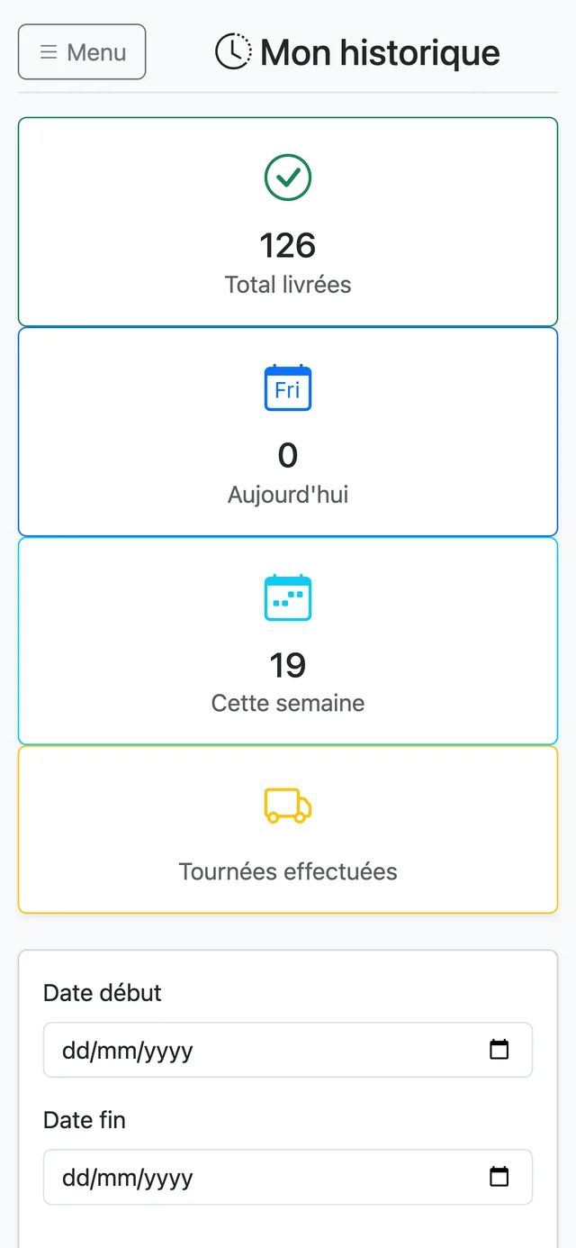 Historique du livreur