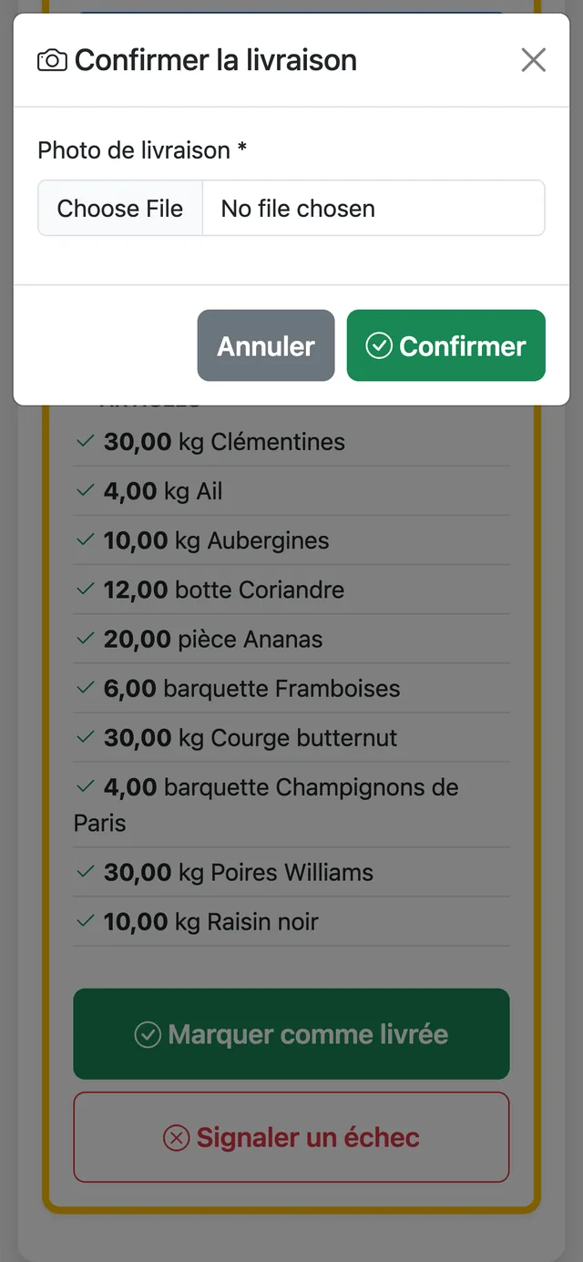 Confirmation de livraison avec photo obligatoire